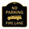Signmission No Parking Fire Lane Fire Truck, Black & Gold Aluminum Architectural Sign, 18" x 18", BG-1818-23739 A-DES-BG-1818-23739 - alternate 1